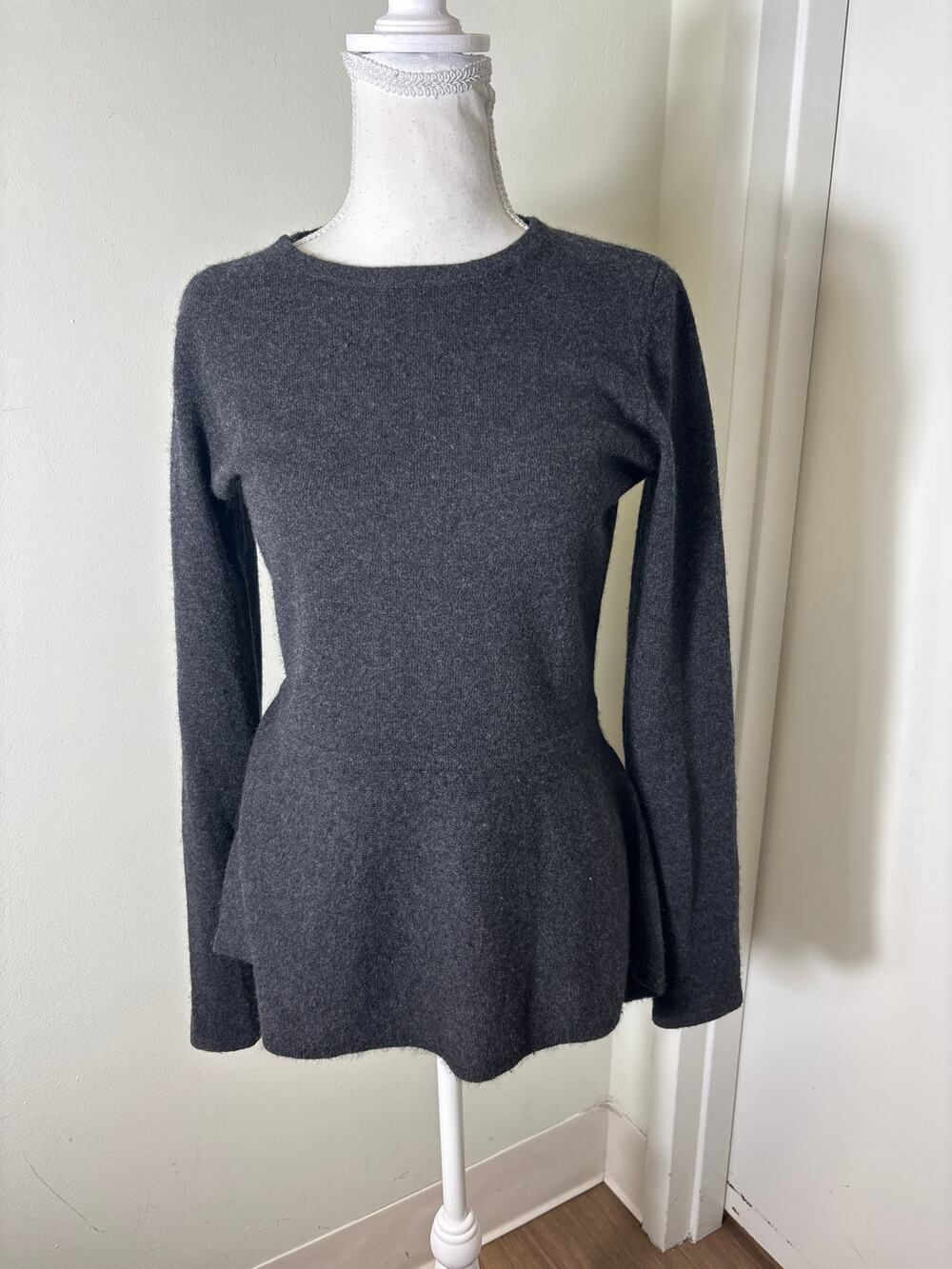 Autumn Cashmere Gray High Low Peplem Sweater Sz S